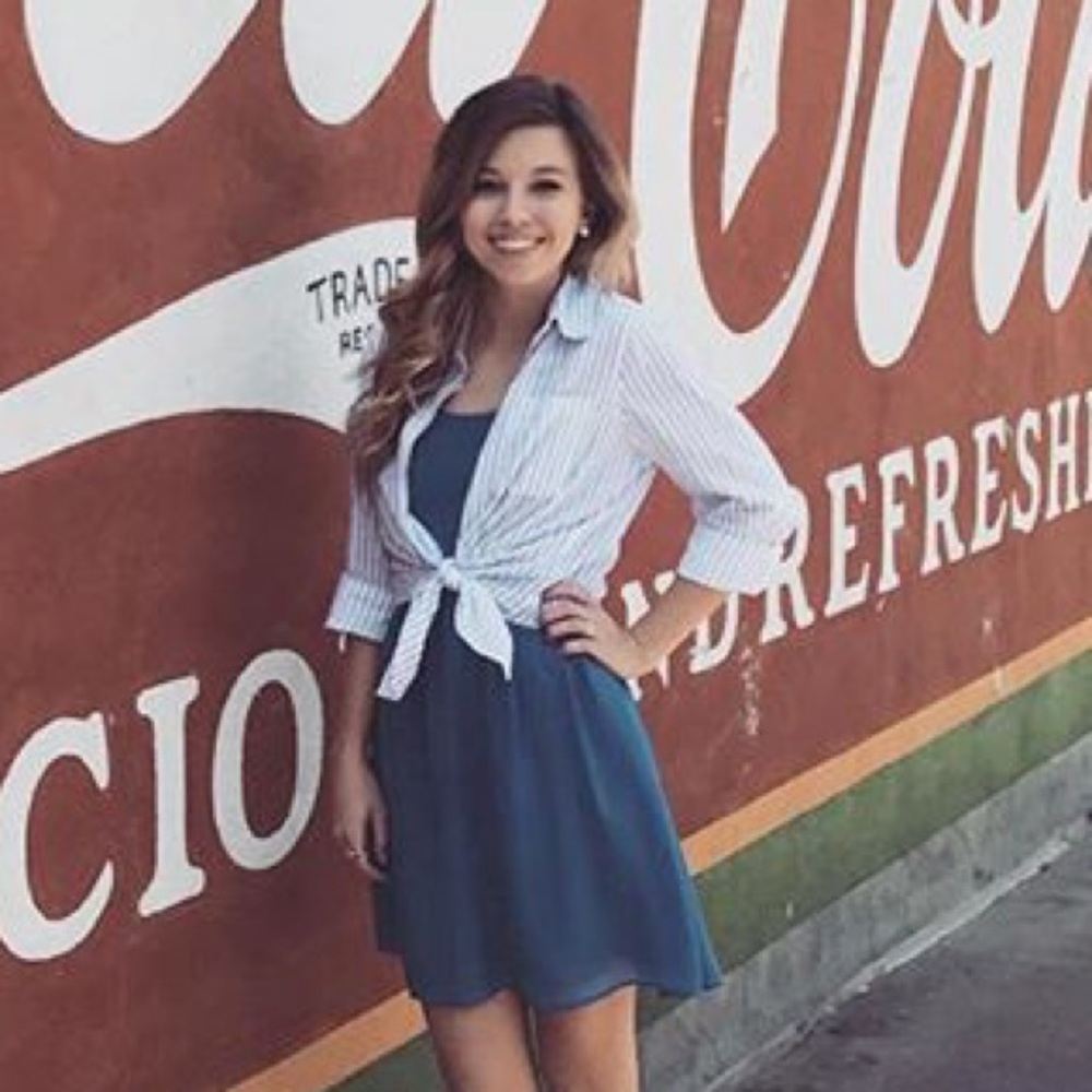 Blue and white button up